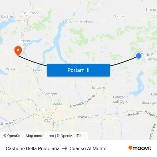 Castione Della Presolana to Cuasso Al Monte map
