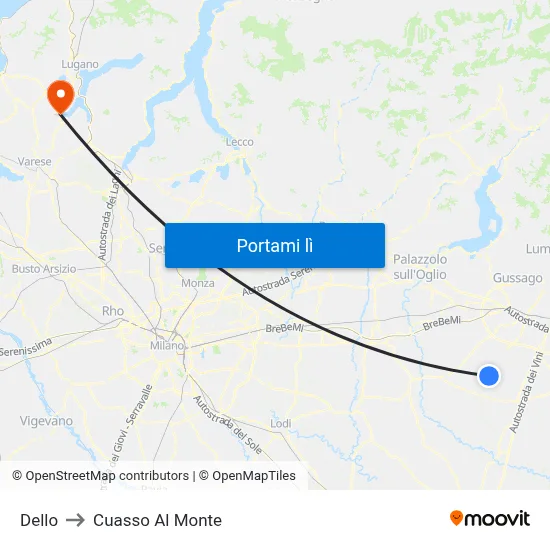 Dello to Cuasso Al Monte map
