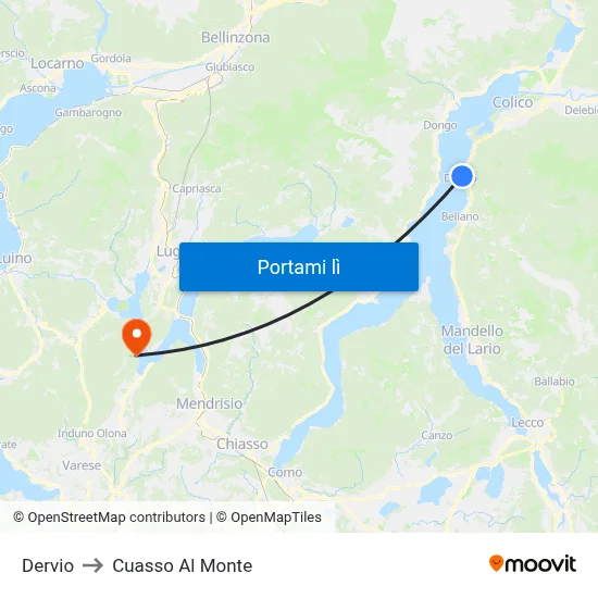 Dervio to Cuasso Al Monte map