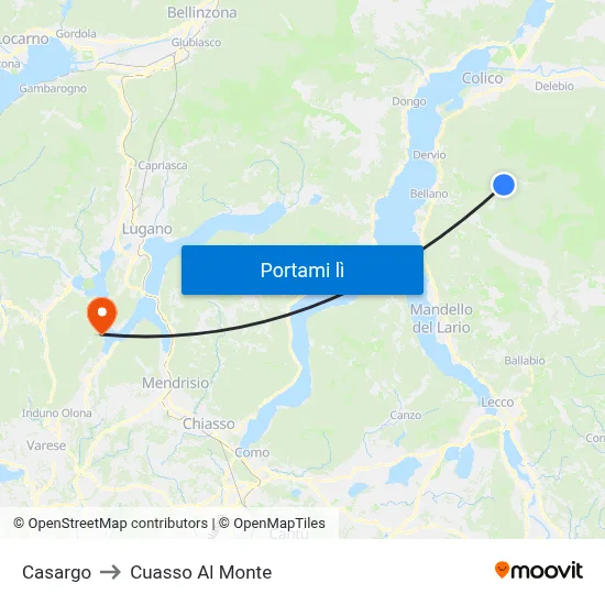 Casargo to Cuasso Al Monte map