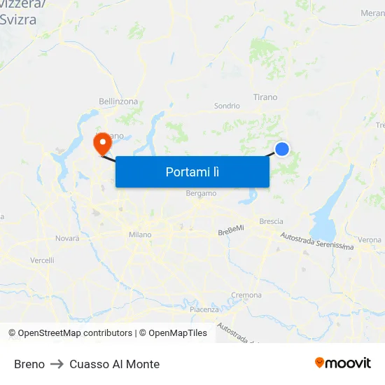 Breno to Cuasso Al Monte map