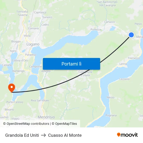 Grandola Ed Uniti to Cuasso Al Monte map