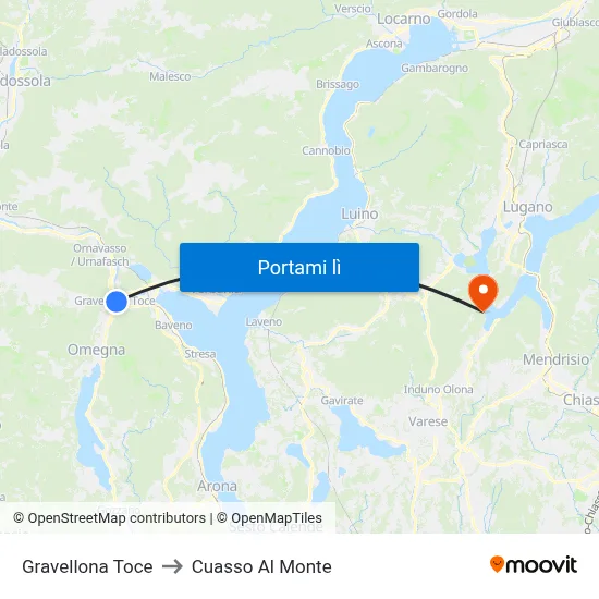 Gravellona Toce to Cuasso Al Monte map