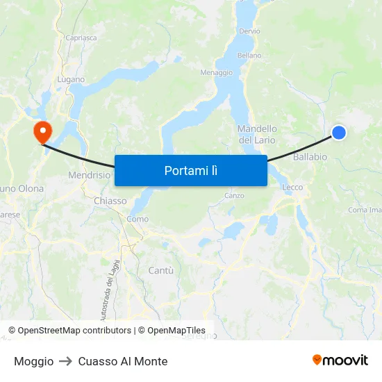 Moggio to Cuasso Al Monte map