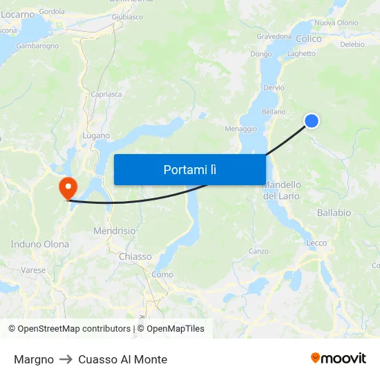 Margno to Cuasso Al Monte map