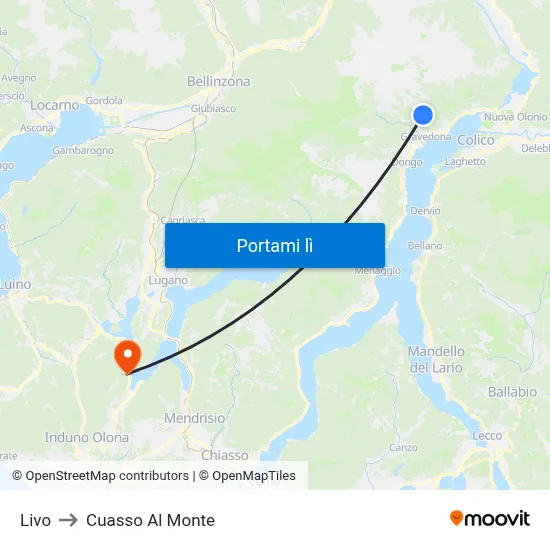 Livo to Cuasso Al Monte map