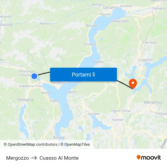 Mergozzo to Cuasso Al Monte map