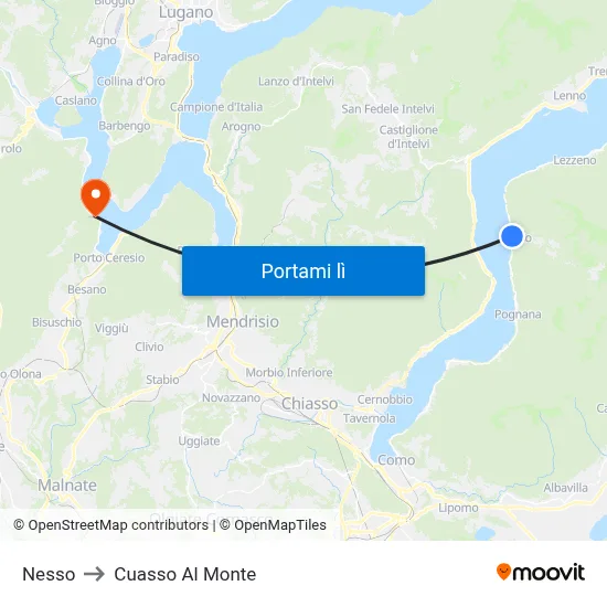 Nesso to Cuasso Al Monte map
