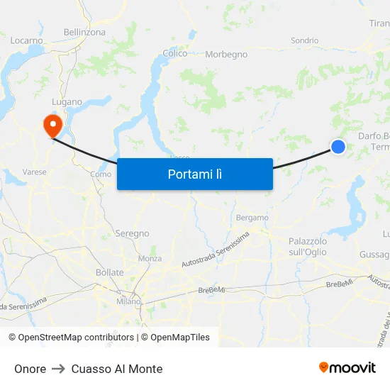 Onore to Cuasso Al Monte map