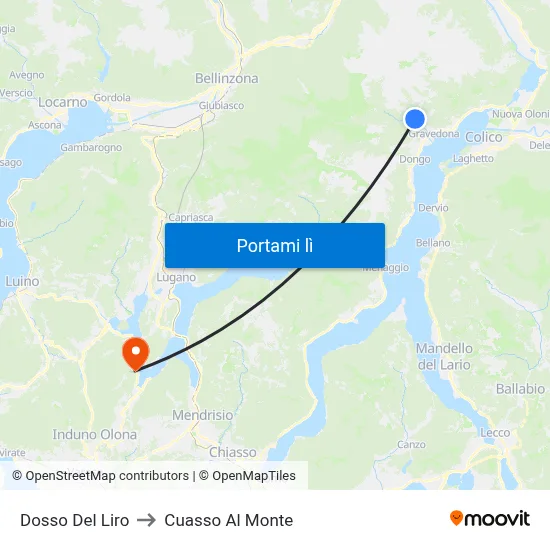 Dosso Del Liro to Cuasso Al Monte map