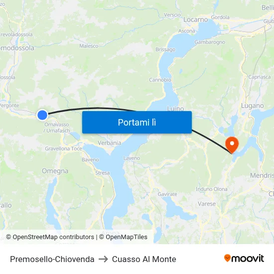 Premosello-Chiovenda to Cuasso Al Monte map