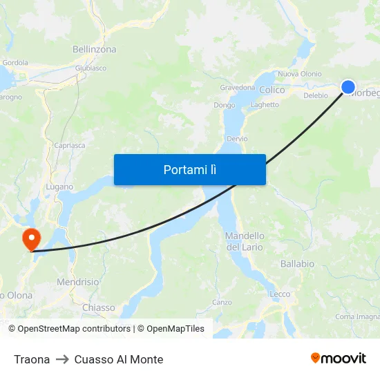 Traona to Cuasso Al Monte map
