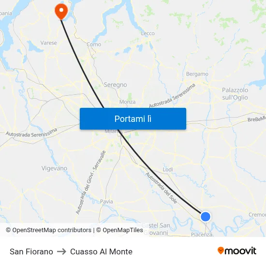San Fiorano to Cuasso Al Monte map