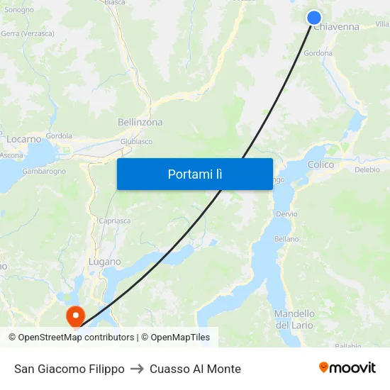 San Giacomo Filippo to Cuasso Al Monte map