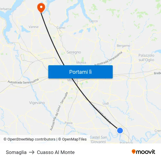 Somaglia to Cuasso Al Monte map