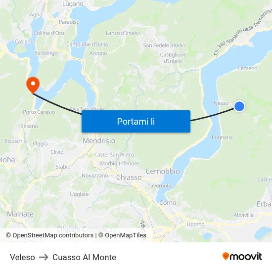 Veleso to Cuasso Al Monte map