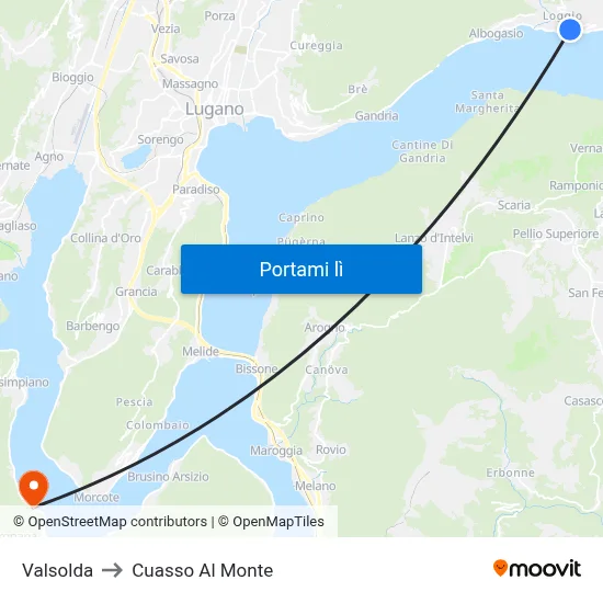 Valsolda to Cuasso Al Monte map