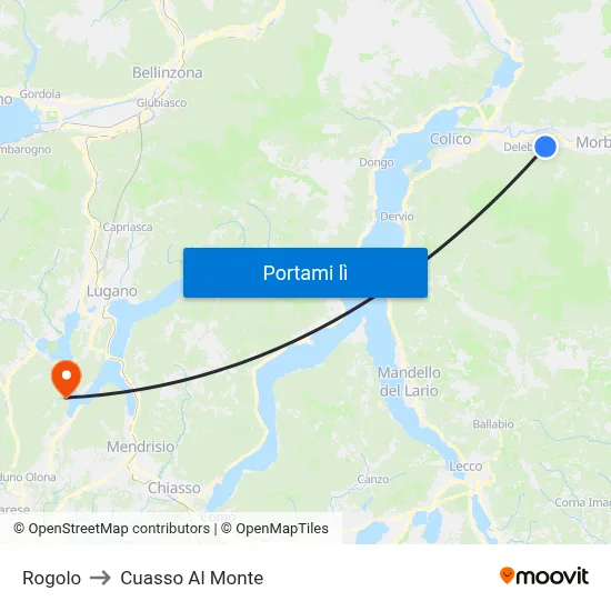 Rogolo to Cuasso Al Monte map