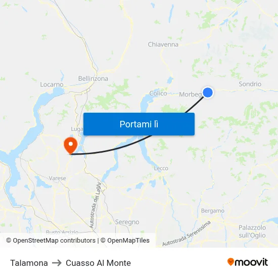 Talamona to Cuasso Al Monte map
