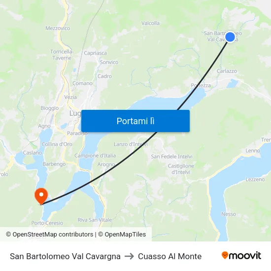 San Bartolomeo Val Cavargna to Cuasso Al Monte map