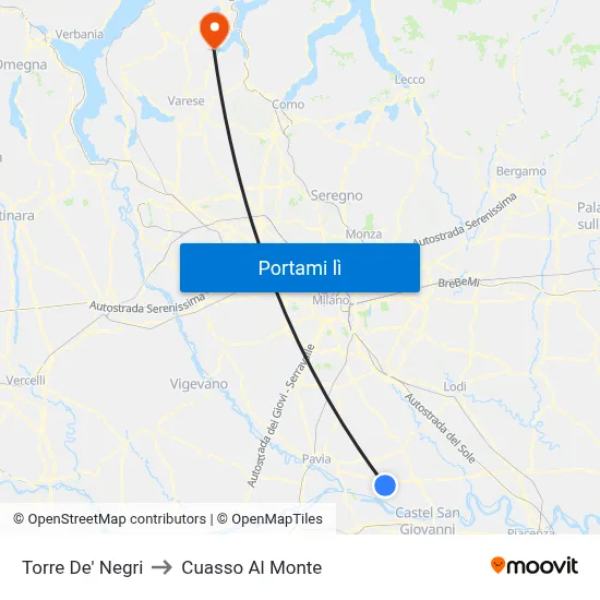 Torre De' Negri to Cuasso Al Monte map
