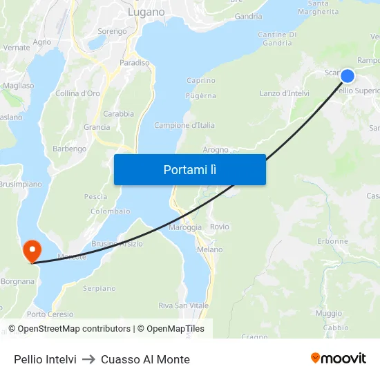 Pellio Intelvi to Cuasso Al Monte map