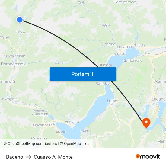 Baceno to Cuasso Al Monte map
