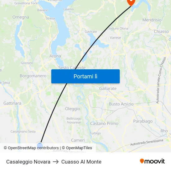 Casaleggio Novara to Cuasso Al Monte map
