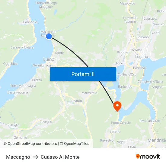 Maccagno to Cuasso Al Monte map
