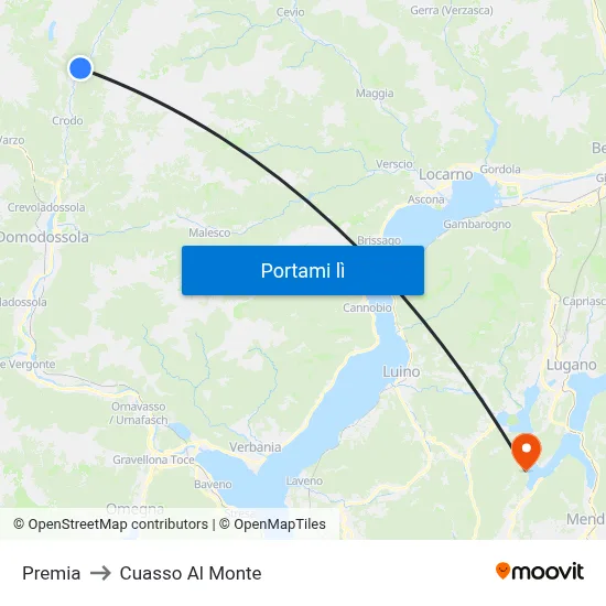 Premia to Cuasso Al Monte map
