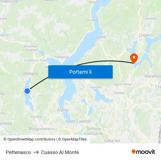 Pettenasco to Cuasso Al Monte map