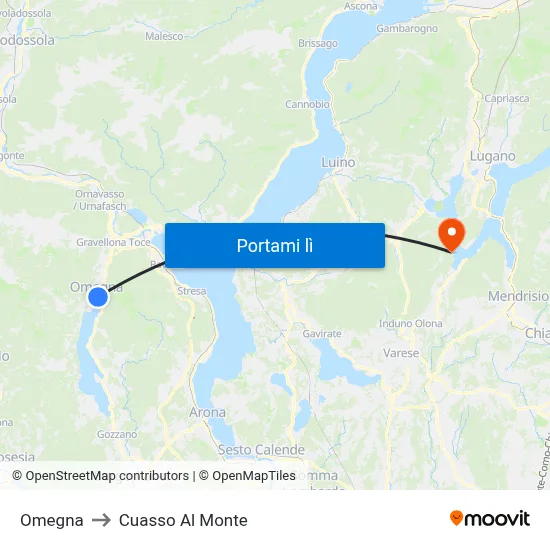 Omegna to Cuasso Al Monte map