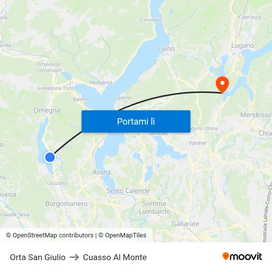 Orta San Giulio to Cuasso Al Monte map
