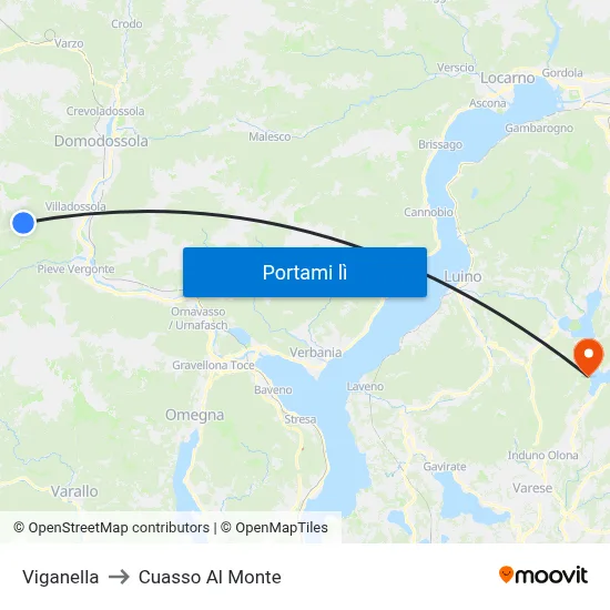 Viganella to Cuasso Al Monte map