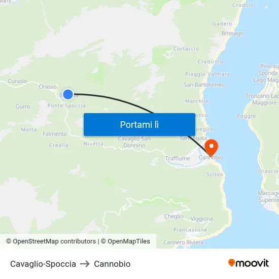 Cavaglio-Spoccia to Cannobio map