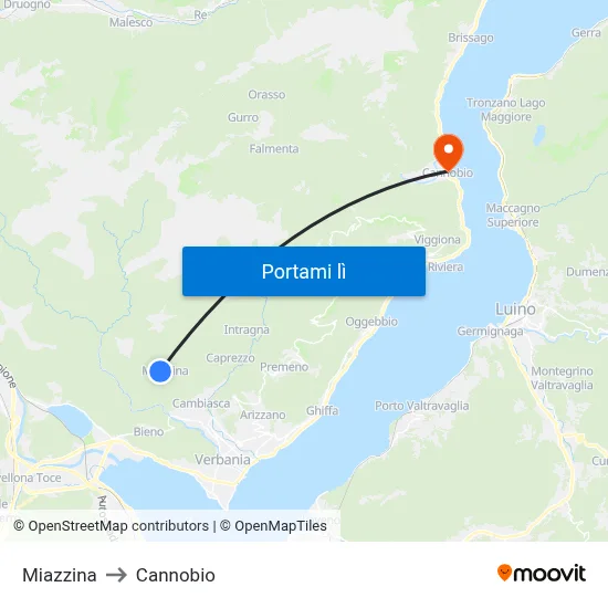 Miazzina to Cannobio map