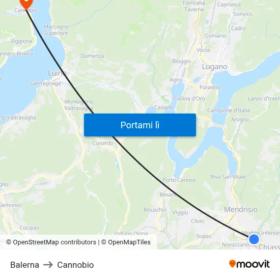 Balerna to Cannobio map