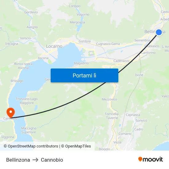 Bellinzona to Cannobio map