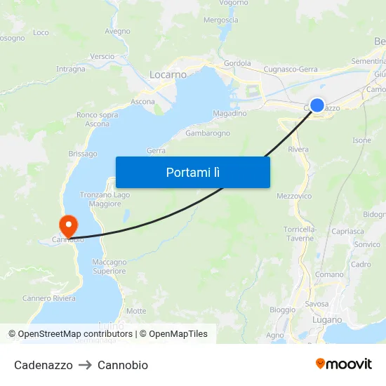 Cadenazzo to Cannobio map