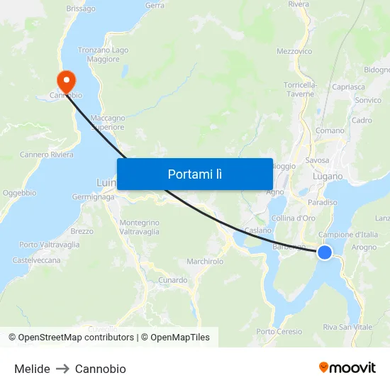 Melide to Cannobio map