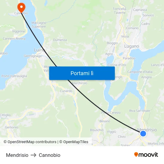 Mendrisio to Cannobio map