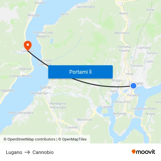 Lugano to Cannobio map