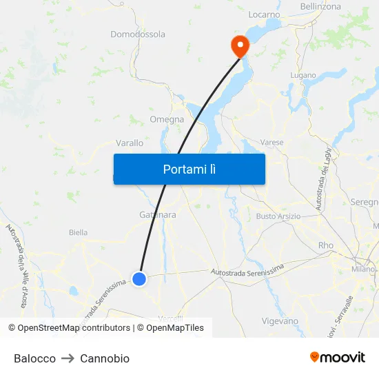 Balocco to Cannobio map