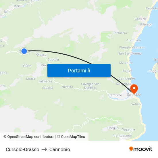Cursolo-Orasso to Cannobio map