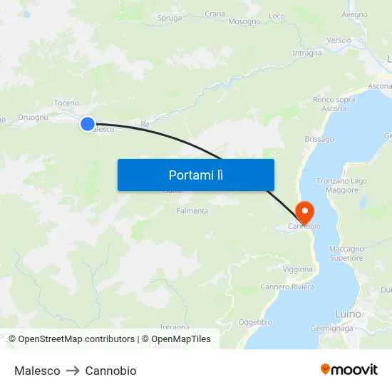 Malesco to Cannobio map