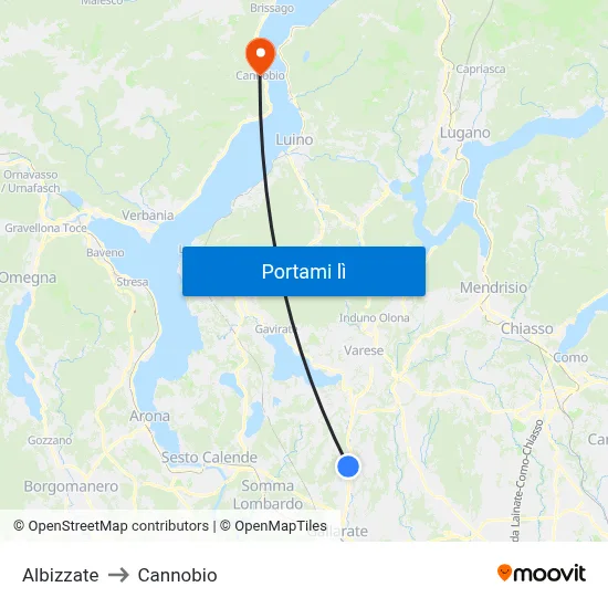 Albizzate to Cannobio map