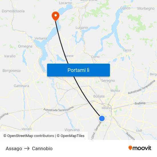 Assago to Cannobio map