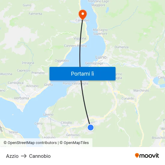 Azzio to Cannobio map