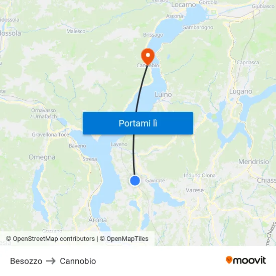 Besozzo to Cannobio map