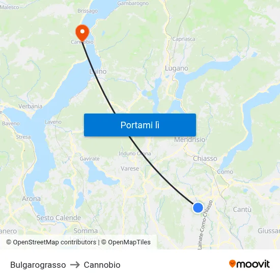 Bulgarograsso to Cannobio map